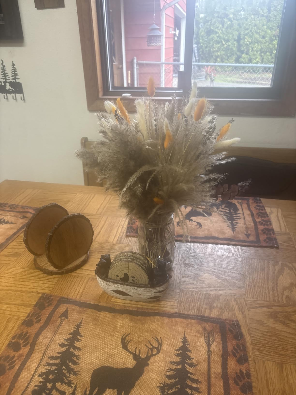 Fall Dried Flower Bouquet with Pampas Grass, Orange Bunny Tails, Lavender & Red Eucalyptus –Boho Fall Decor for Home, Vase, Porch & thanksgiving –Autumn Floral Arrangements for Fall Decorations Indoor customer photo 2