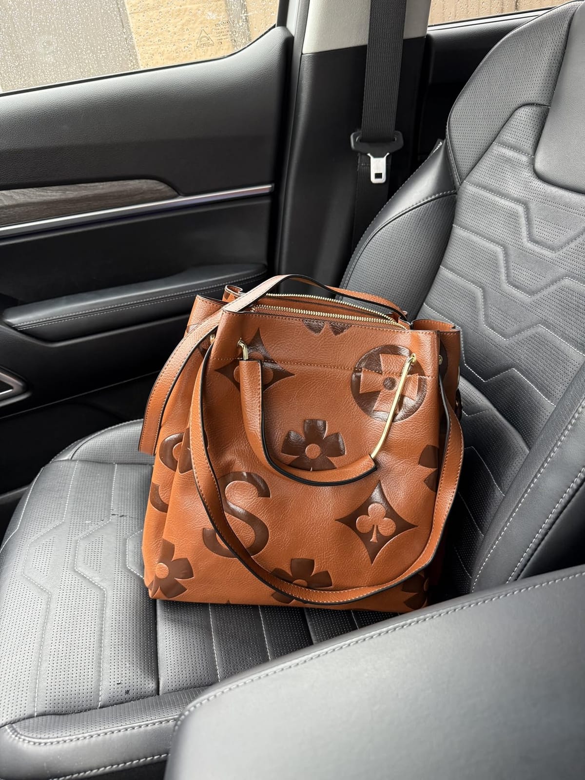 Travistar Floral Handbags Purses Women - Embossed Vegan Leather Top Handle Handbag Set Large Shoulder Bag Ladies Bucket Tote customer photo 1