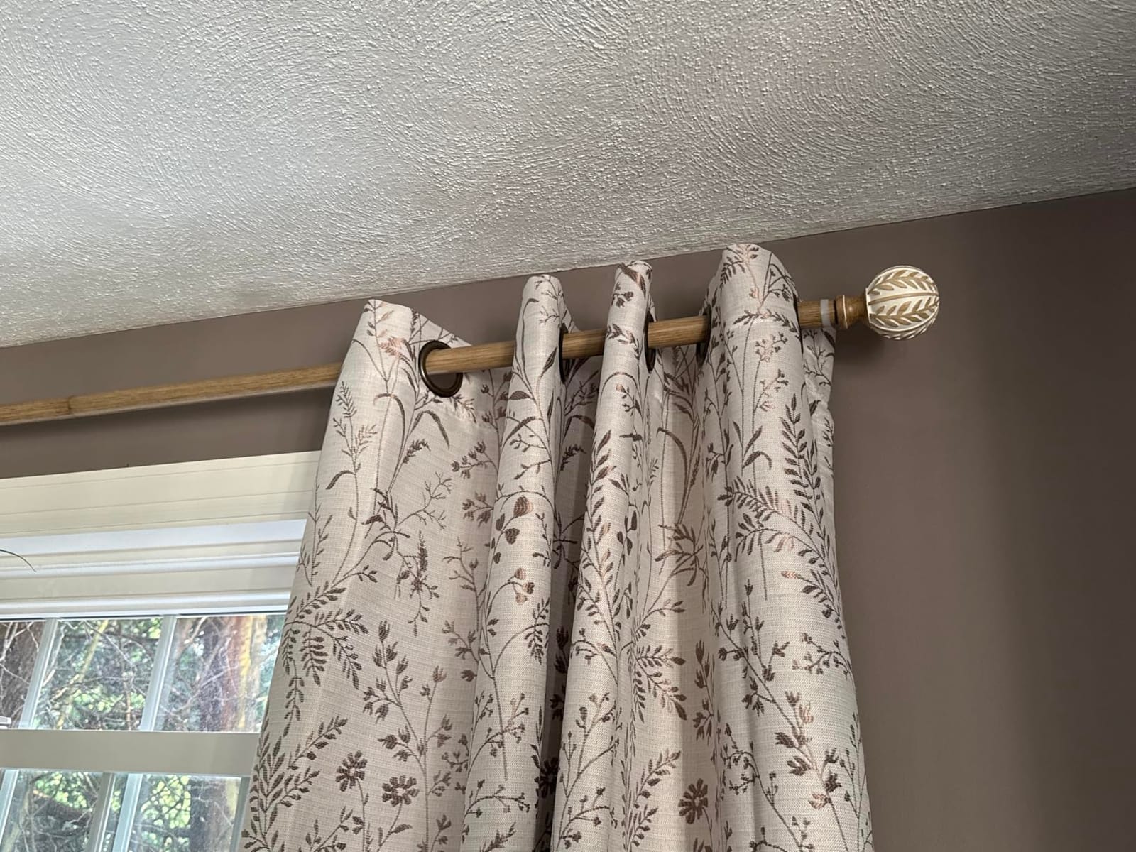 QDWIS Boho Wood Curtain Rods for Windows 48 to 84 inch,1