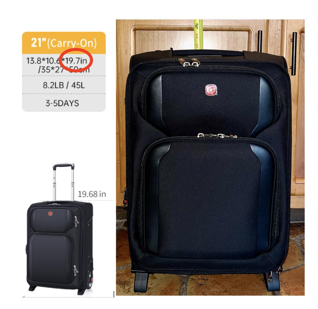 ROPLUS Laduga Softside Expandable Luggage with Large Steel Wheels Checked-Luggage Suicase (Blue, 29-Inch) customer photo 1