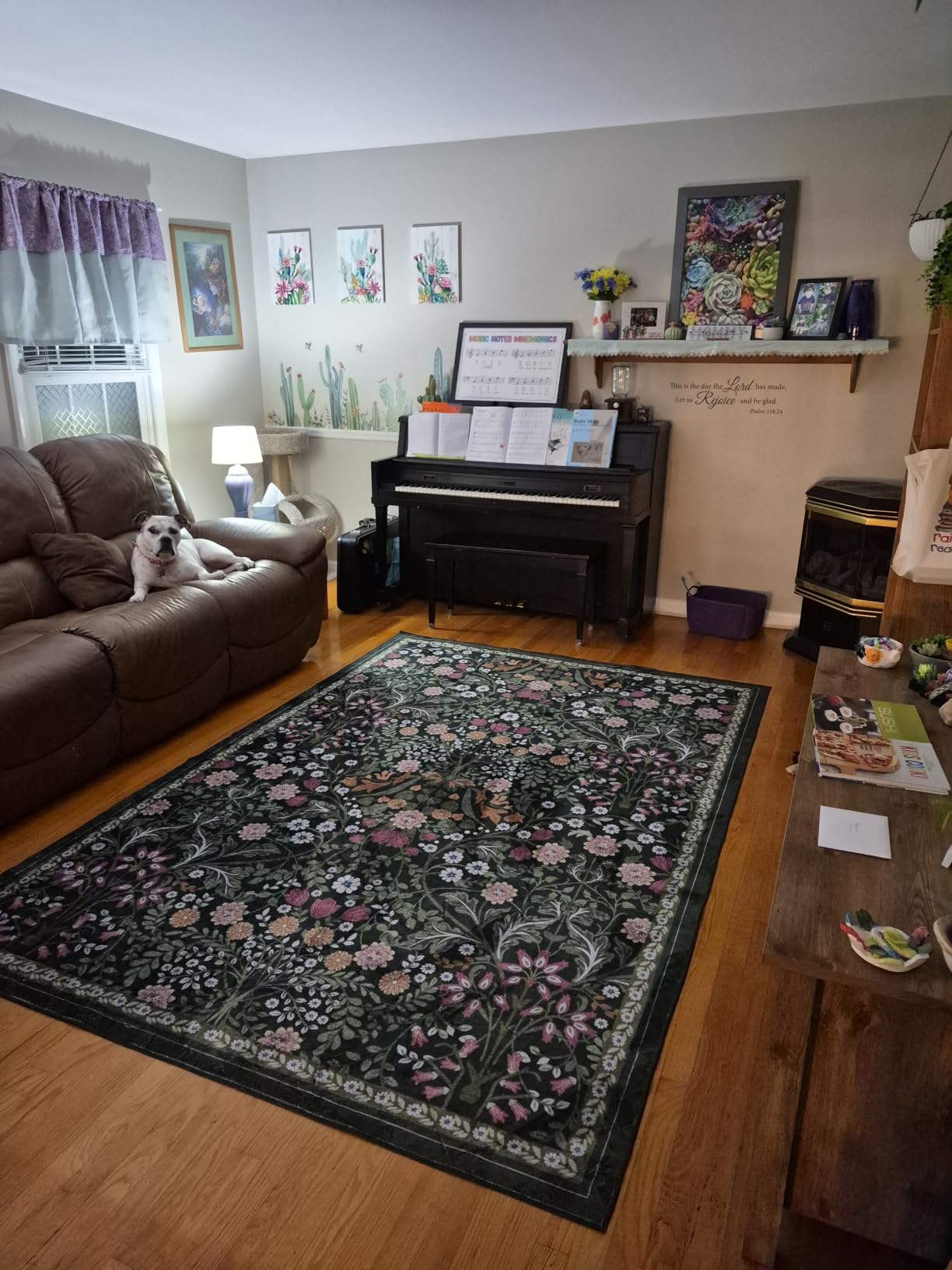 PLHXFR 8x10 Area Rug Living Room: Floral Washable Boho Carpet Dark Green customer photo 2