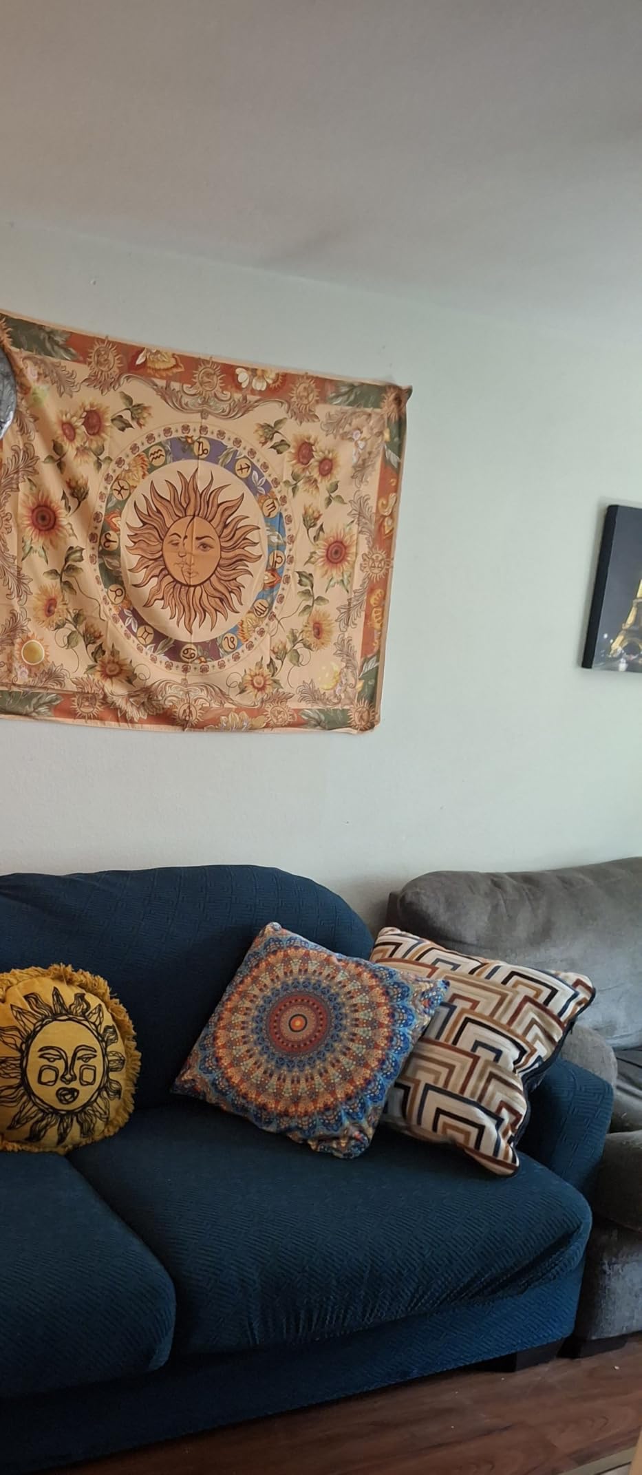 Accnicc Boho Mandala Floral Tapestry Vintage Bohemian Indian Tapestries for Bedroom Aesthetic Retro Orange Yellow Flower Small Tapestry Wall Hanging for Dorm Living Room Decor 48 x 36 Inch customer photo 1