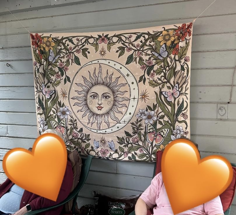 Accnicc Boho Mandala Floral Tapestry Vintage Bohemian Indian Tapestries for Bedroom Aesthetic Retro Orange Yellow Flower Small Tapestry Wall Hanging for Dorm Living Room Decor 48 x 36 Inch customer photo 2