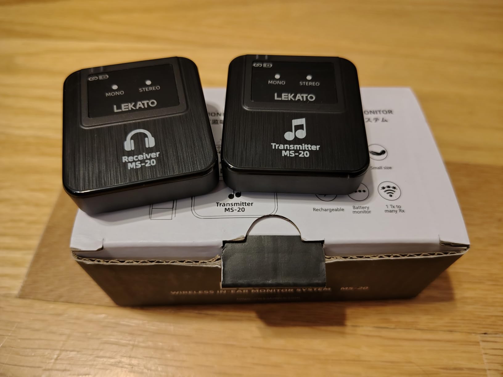 LEKATO Wireless In-Ear Monitor MS-20, 2.4G IEM System Low Latency, with Beltpack Transmitter Auto-Pairing Receiver, OTG Support, One to More, in-Ear Monitoring for Live Performance Singer Band Starter customer photo 2