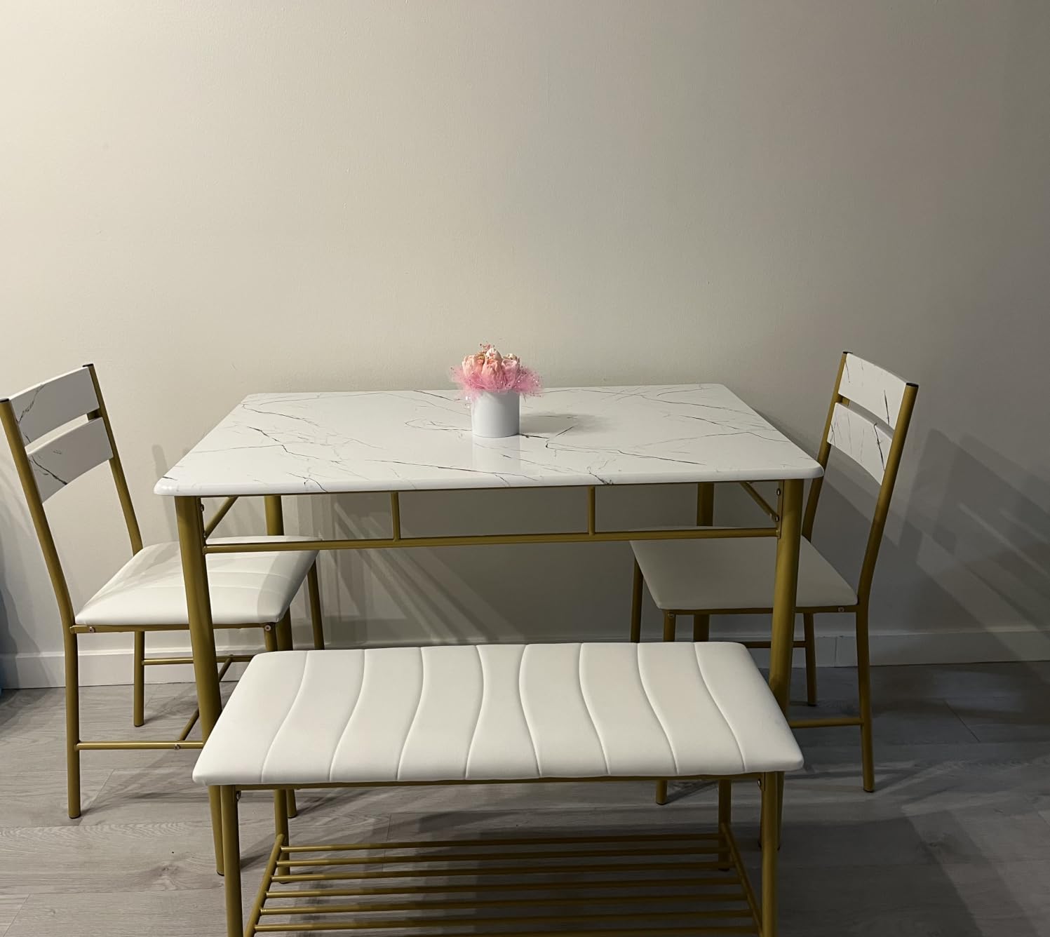 IRONCK Dining Table Set for 4, Kitchen Table and Chairs Set, Black | Kitchen Table with Upholstered Bench and 2 Chairs for Small Space, Apartment customer photo 1