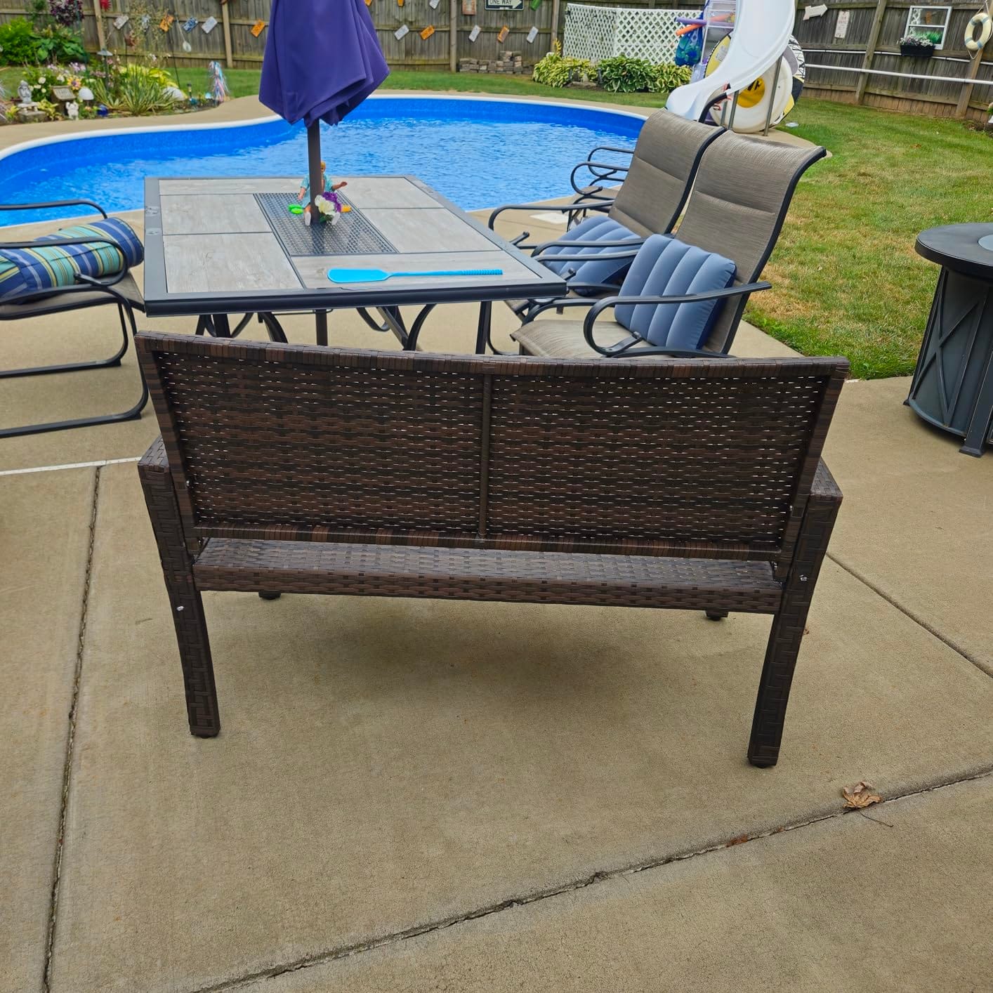 Best Choice Products Outdoor Bench 2-Person Wicker Garden Patio Benches Seating Furniture for Backyard, Porch w/Seat Cushion, 700lb Capacity - White Sand/Taupe customer photo 2