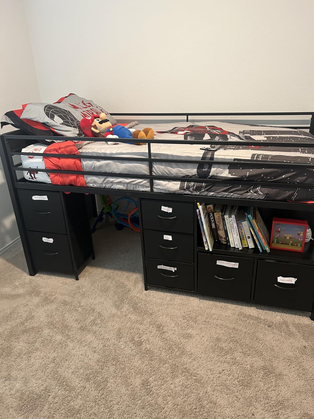 ADORNEVE Kids Low Loft Bed Twin Size with 7 Drawers, Bookcase, LED Lights customer photo 1