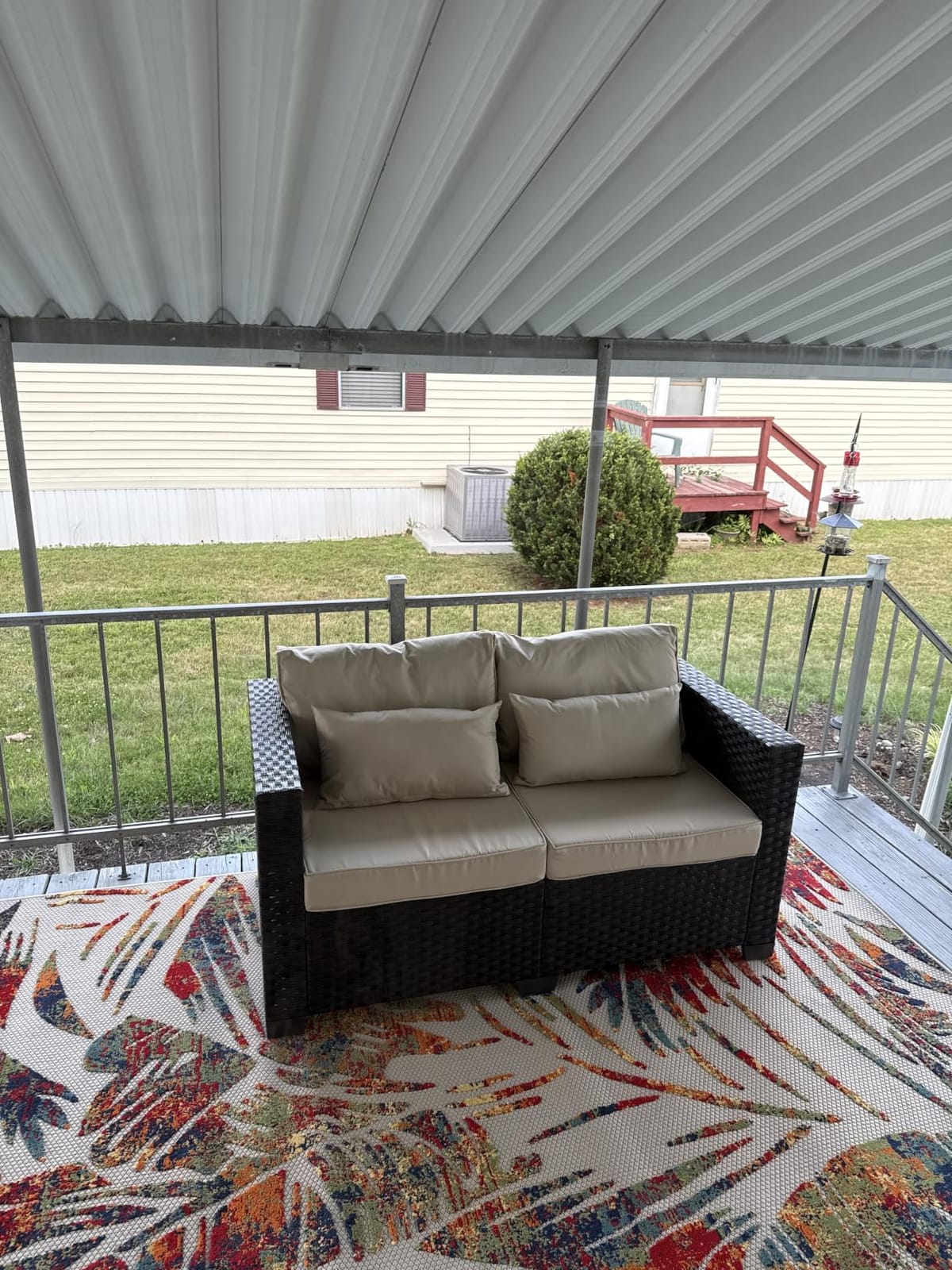 Rattaner Outdoor Furniture Loveseat Sofa Patio Furniture Small Sofa 2 Seater Couch with Anti-Slip Cushions Lumbar Pillow and Waterproof Cover, Navy Blue customer photo 1