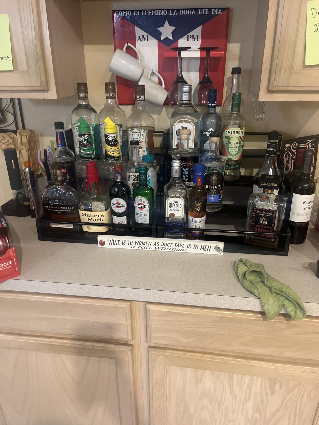 YQBRAO 4-Tier Liquor Bottle Display Shelf, 16-Inch, Rustic Brown customer photo 1