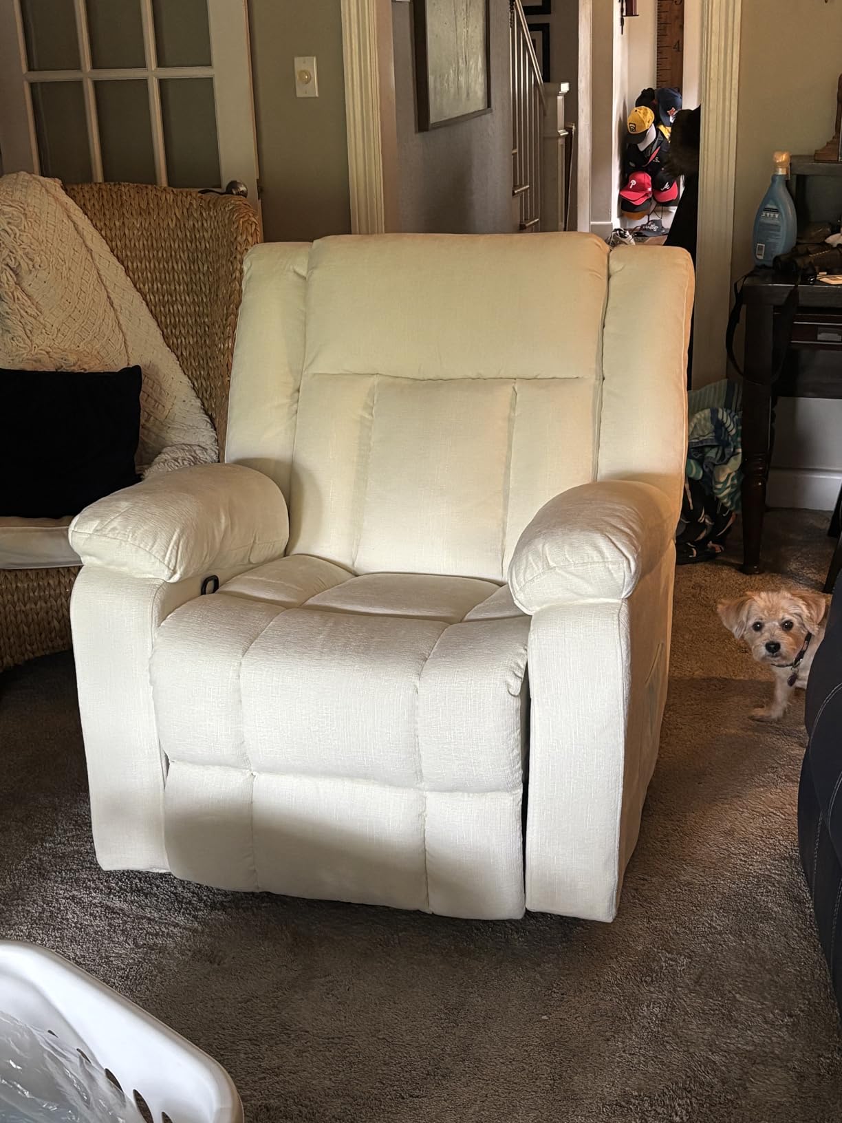 Korser Rocker Recliner, Glider Recliner Chairs for Adults, 360° Swivel Rocking Chair with Massage and Heating, Nursery Chair with Storage and USB Charging, Ivory White, Swivel Rocker Recliner customer photo 1