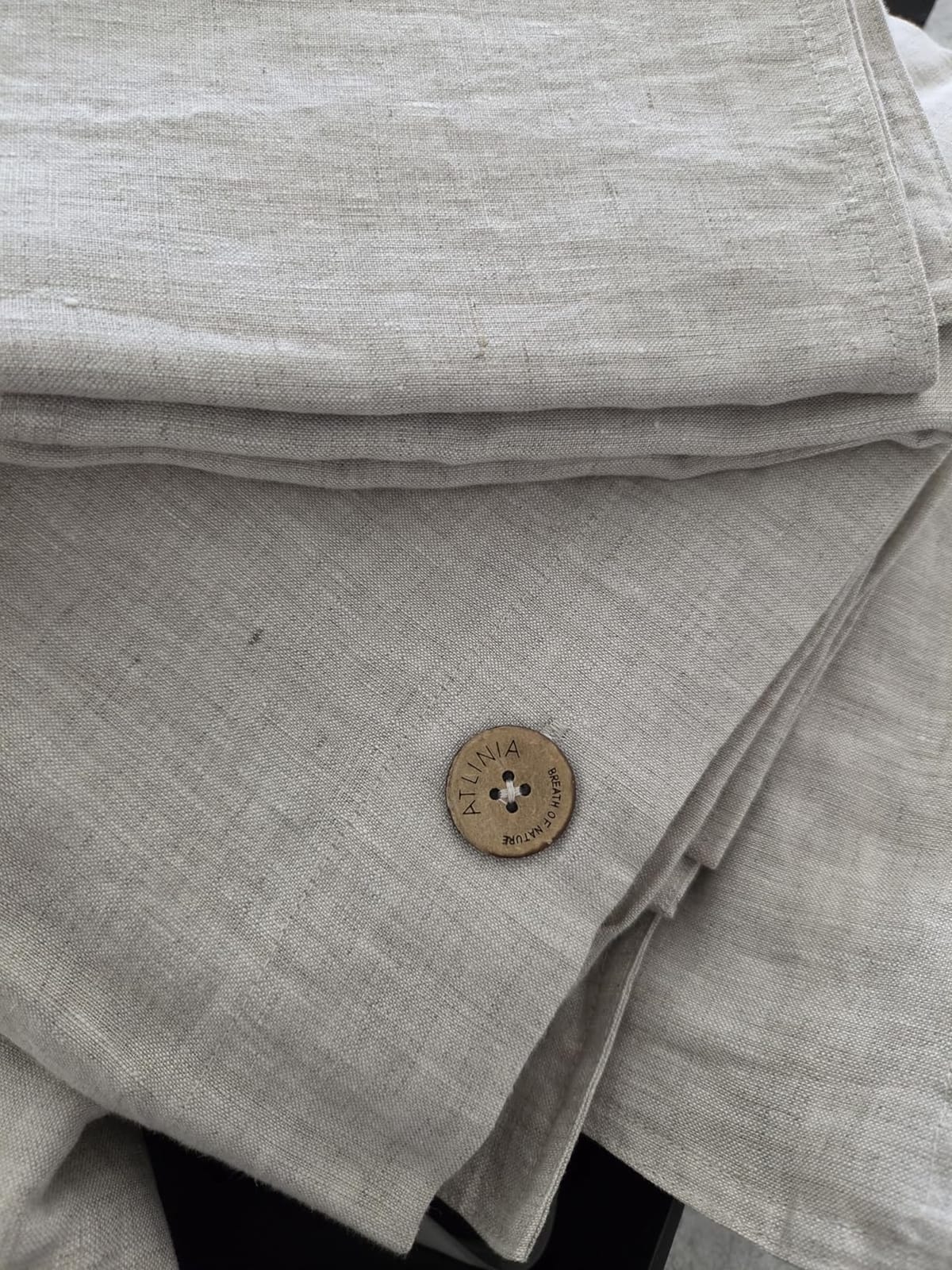 ATLINIA 100% Flax Linen Duvet Cover Set - Stone Washed Pure French Linen Organic Fabric for Farmhouse Comforter Boho Bedding Included 1 Duvet Cover 2 Pillow Shams(Natural, Queen) customer photo 1
