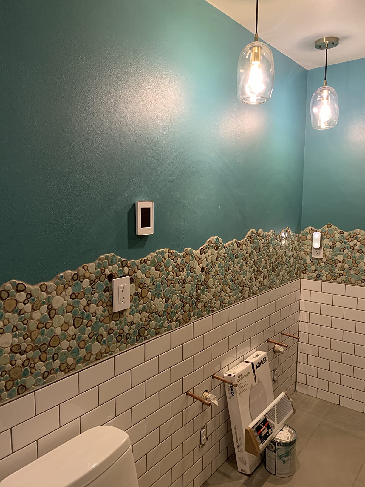 Turquoise Ceramic Pebble Mosaic Tile Sheet Shower Floor Backsplash 5 Sq Ft customer photo 1