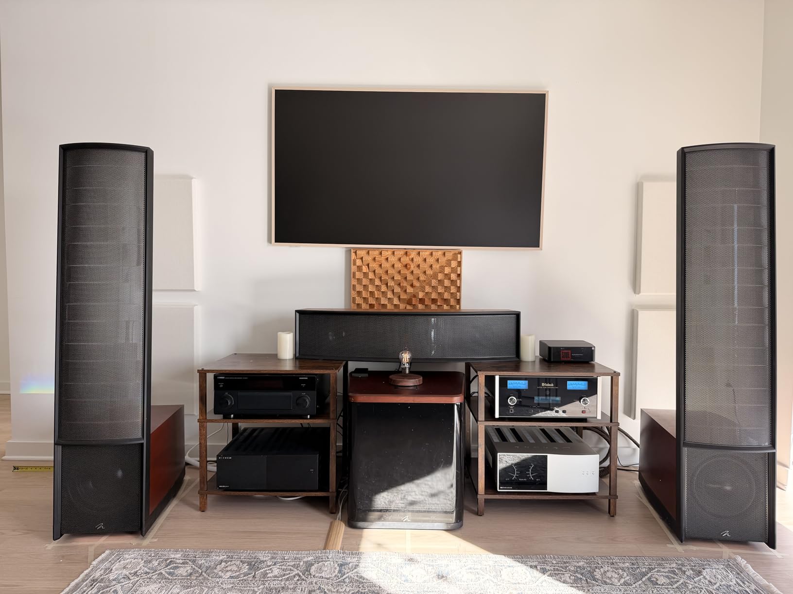 LELELINKY 4-Tier AV Media Player Stand, Brown Stereo Cabinet, Modern Stereo Cabinet, Wooden TV Stand,Game Console Shelf, Multifunctional Entertainment Center, Suitable for Home, Conference Room customer photo 2