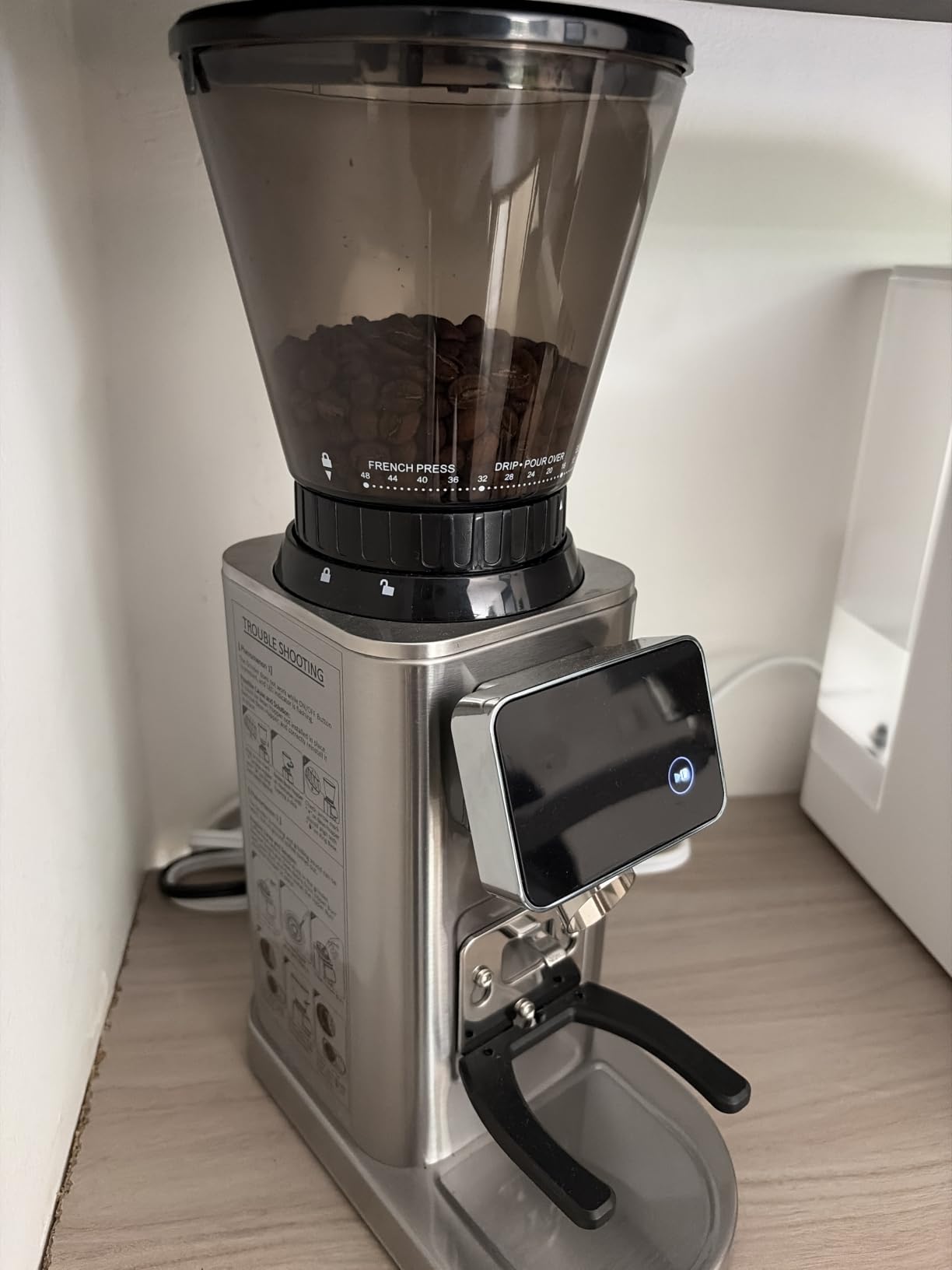 AMZCHEF Burr Coffee Grinder, 48 Settings, Less Static Mess, Metallic Silver customer photo 2