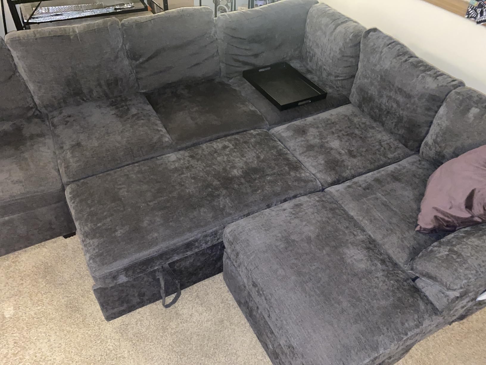 108'' Modular Sectional Sofa with Pull Out Bed, Sleeper Sofa, Dark Gray customer photo 1