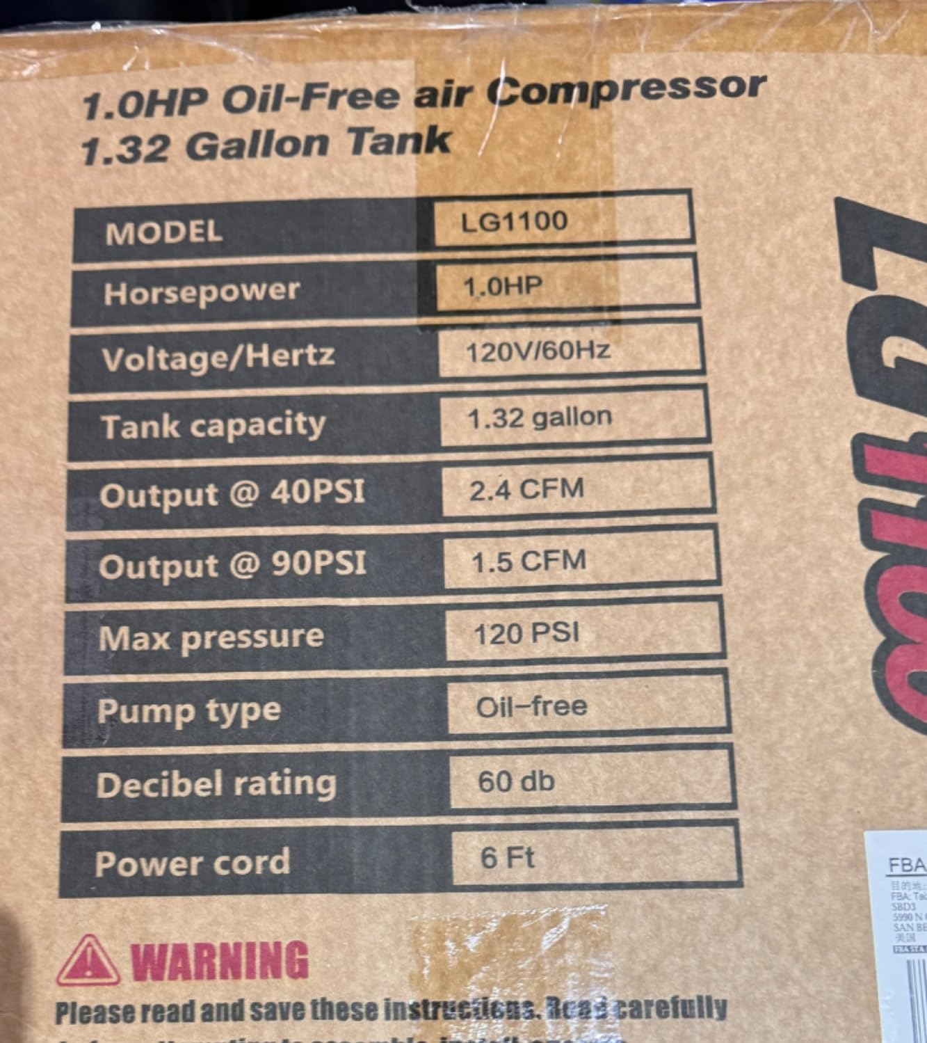 Quiet Oil-Free Air Compressor, 68 dB, 2.8 CFM @ 90 PSI, 8 Gallon Air Tank customer photo 1