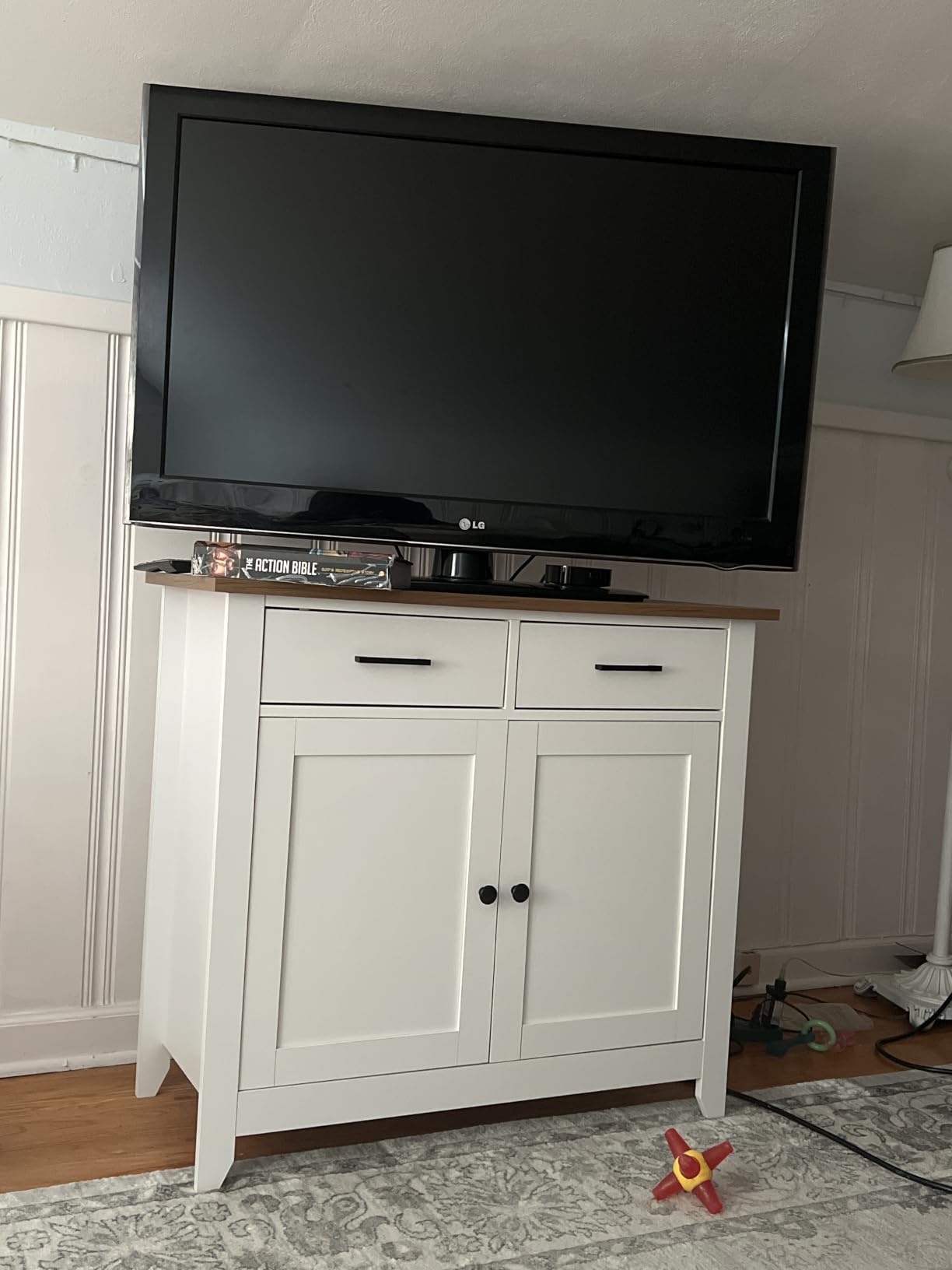 HORSTORS Farmhouse Kitchen Storage Cabinet, Small Buffet, Coffee Bar, Green customer photo 2
