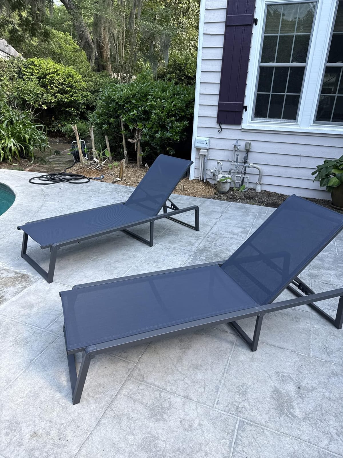 Aluminum Chaise Lounge Chair Outdoor, Foldable& No Assembly Patio Pool Lounge Chairs 5-Position Recliner for Outside, Fully Grounded Legs Sun Lounger for Poolside, Khaki customer photo 1