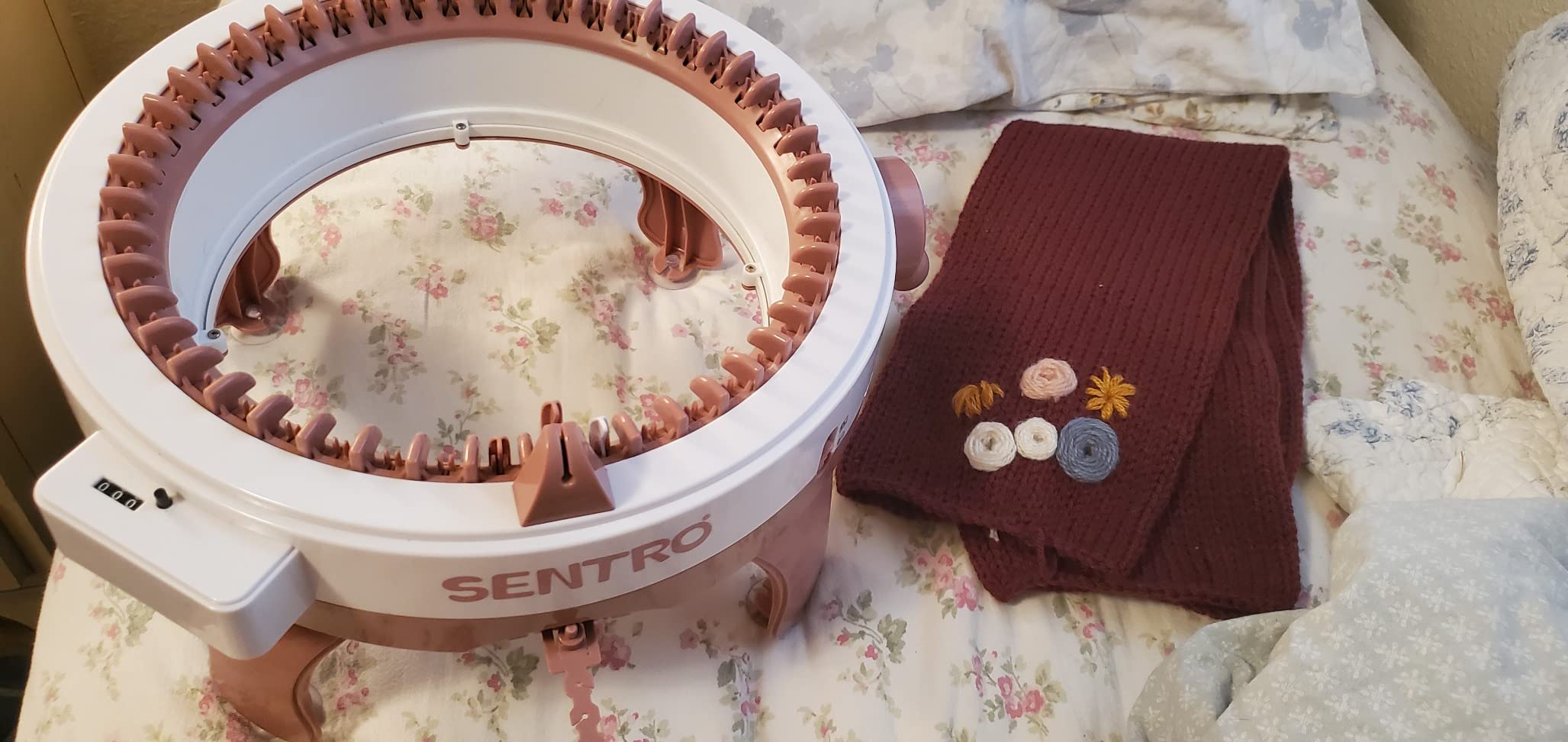 SENTRO 22 Needles Knitting Machine with Electric Adapter, Knitting Board Rotating Double Loom with Crank Handle Adapter Hex Steel Bit for Automatic Knit customer photo 1