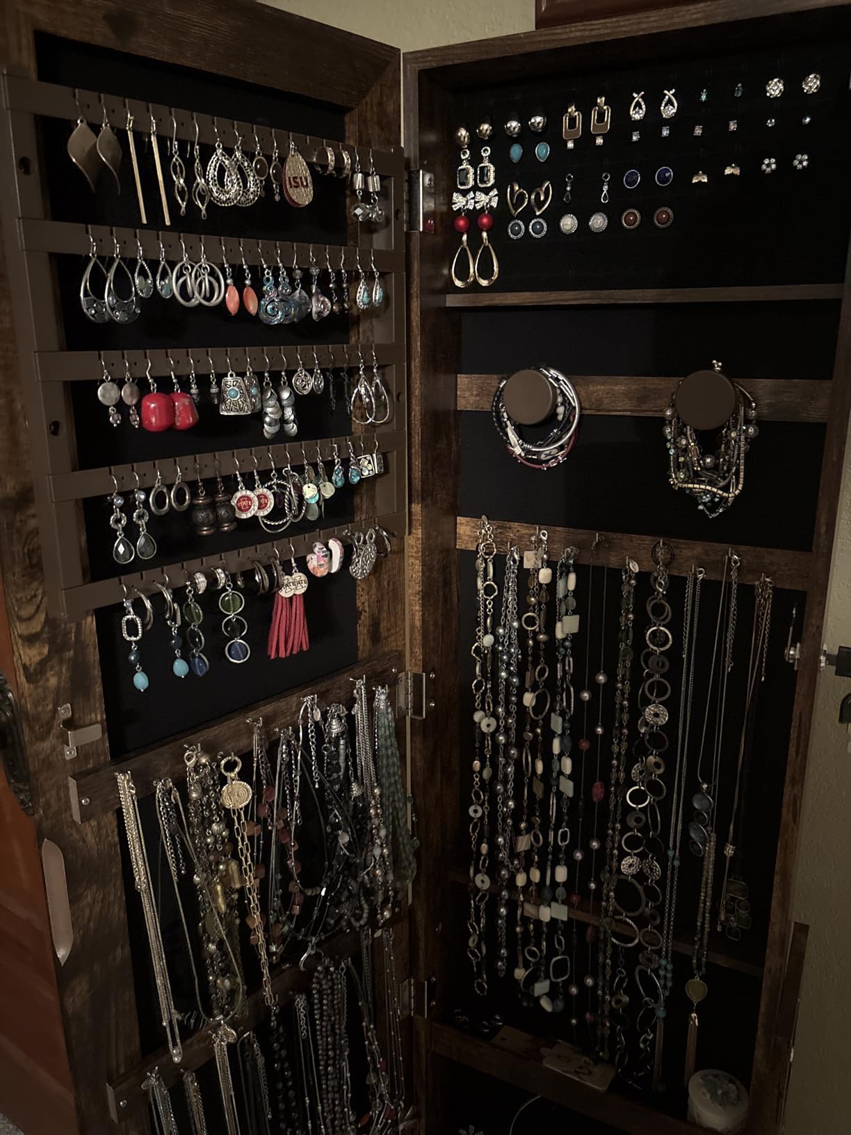 Nicetree 360° Swivel Jewelry Cabinet, Full Length Mirror, Lockable, Oak customer photo 1