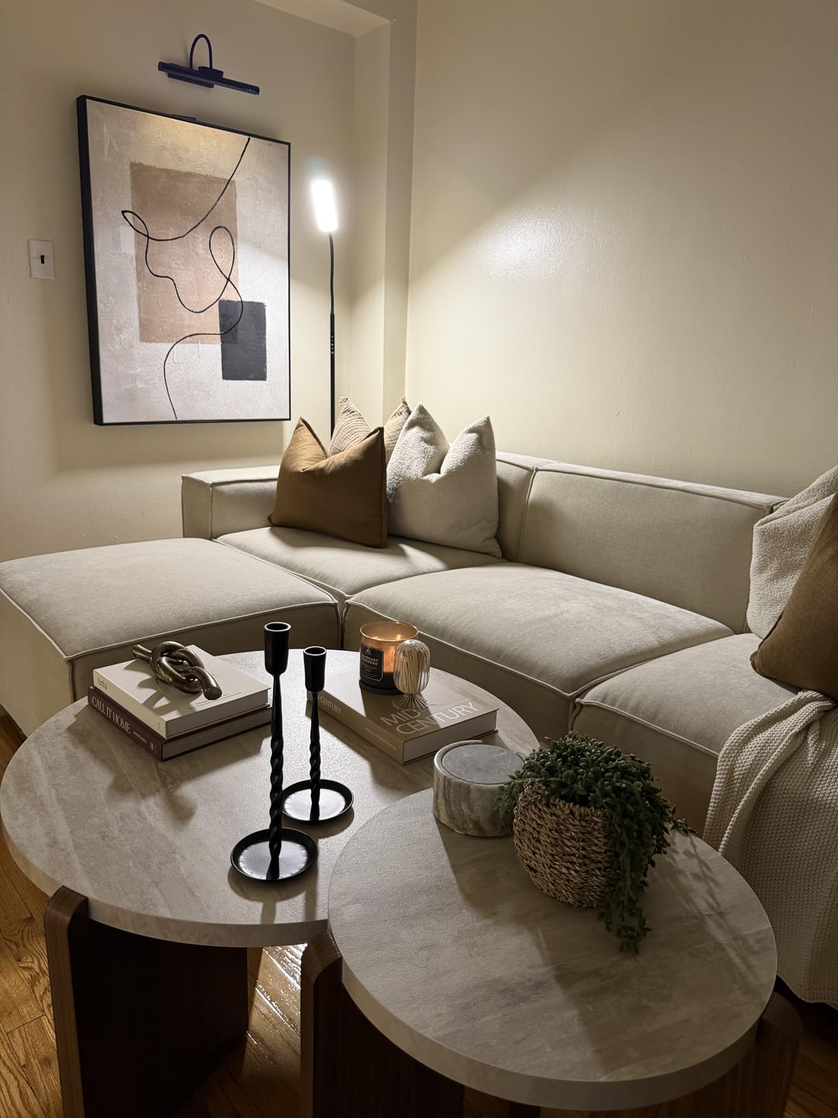 COSIEST Modern 2-Piece Faux Marble Round Coffee & Side Table Set customer photo 2