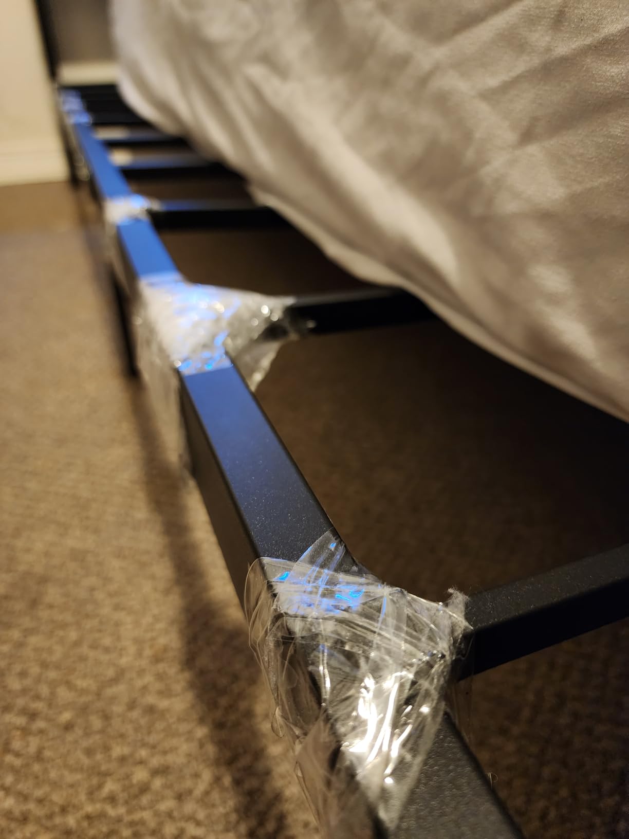 Queen Bed Frame with Charging Station, LED Lights, 2 Drawers, Rustic Brown customer photo 2