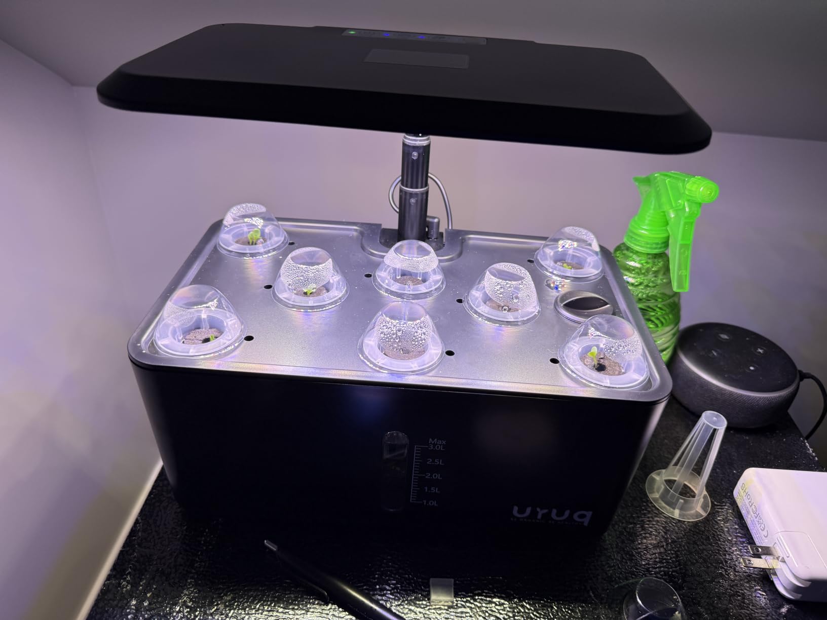 URUQ 8 Pods Hydroponics Growing System with LED Grow Light - Black customer photo 1