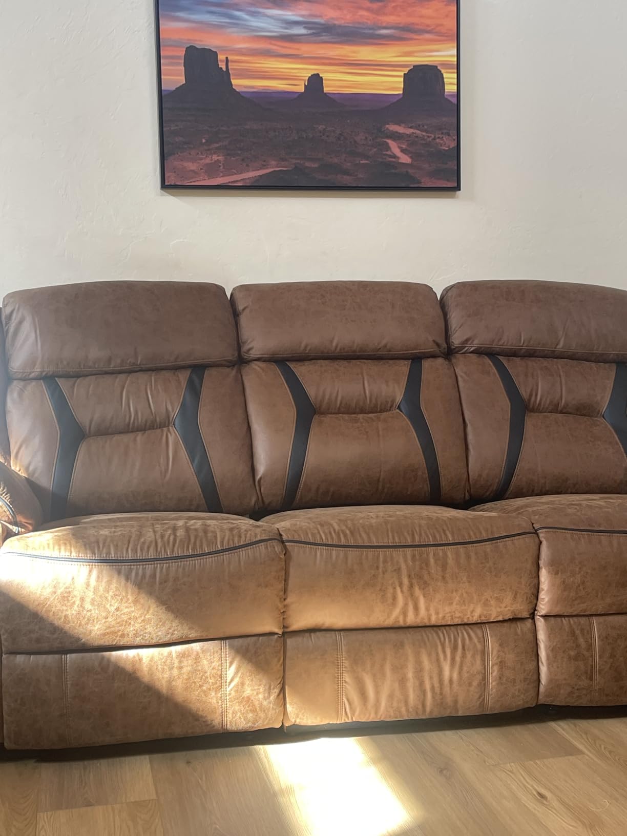 EBELLO Manual Reclining Sectional Sofa for Living Room, L-Shaped Sectional Corner Reclining Sectional Couches Home Furniture Set with Center Console, Hidden Cup Holders and Storage, Dark Brown customer photo 2