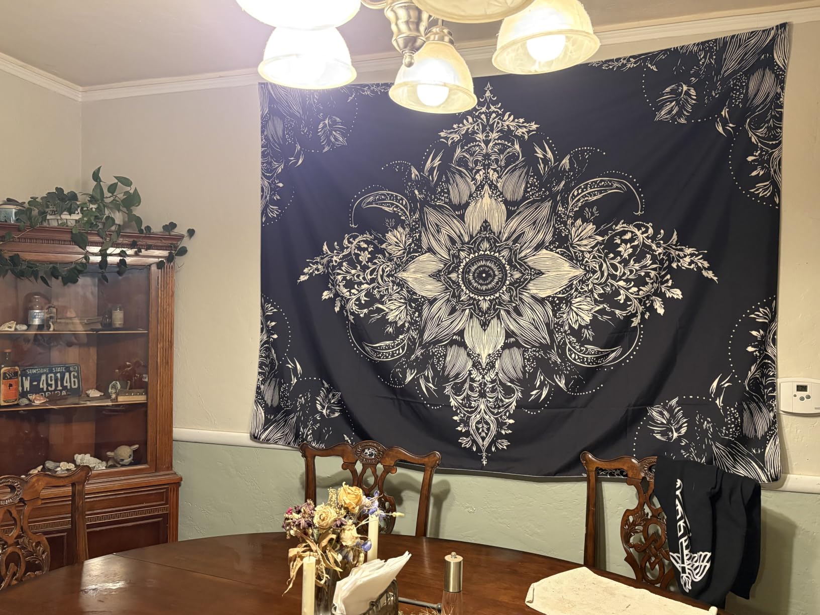 Lifeel Black and White Floral Tapestry, Boho Aesthetic Tapestries, Wall Hanging for Bedroom Living Room Dorm customer photo 1