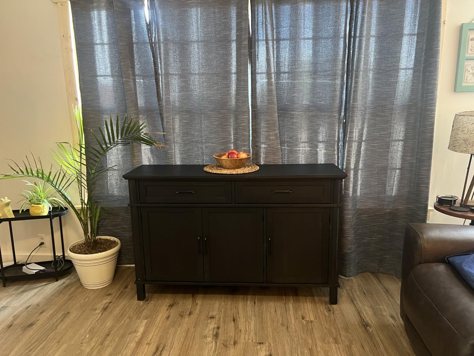 ONBRILL 48 Inch Buffet Cabinet with Storage, Brown | Farmhouse Sideboard Buffet w/2 Drawers and 3 Doors, Wood Coffee Bar Cabinet with Adjustable Shelves for Kitchen, Living Room customer photo 2