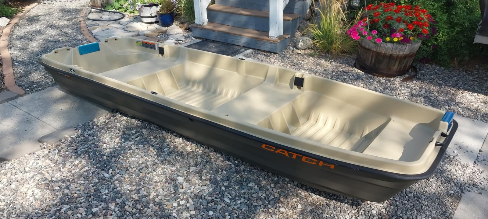 Pelican Catch Intruder 12 - Fishing Boat - Linear Khaki/Magnetic Grey - Lightweight Patented Ram-X™ material -2 metal motor mounts - High capacity - 12 ft customer photo 1