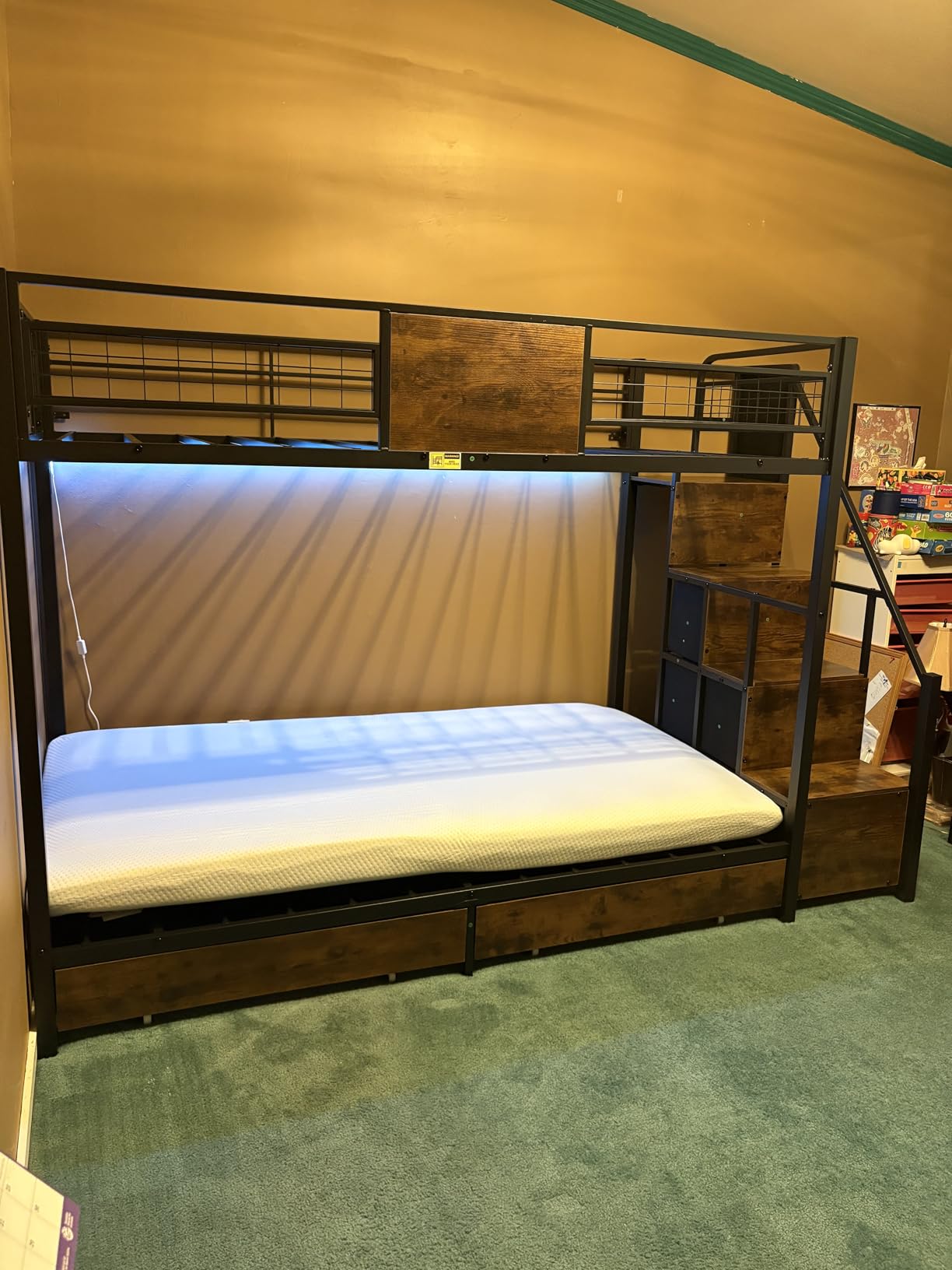 BTHFST Bunk Bed Twin Over Twin with Stairs, Storage Drawers and LED Lights customer photo 2