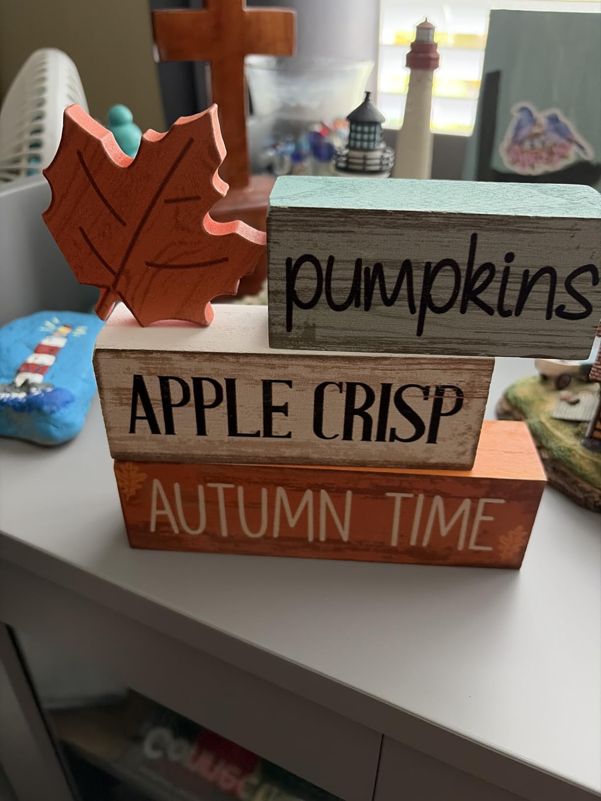 Lineshading 4 Pcs Easter Block Signs, Farmhouse Tiered Tray Decor Wooden customer photo 2