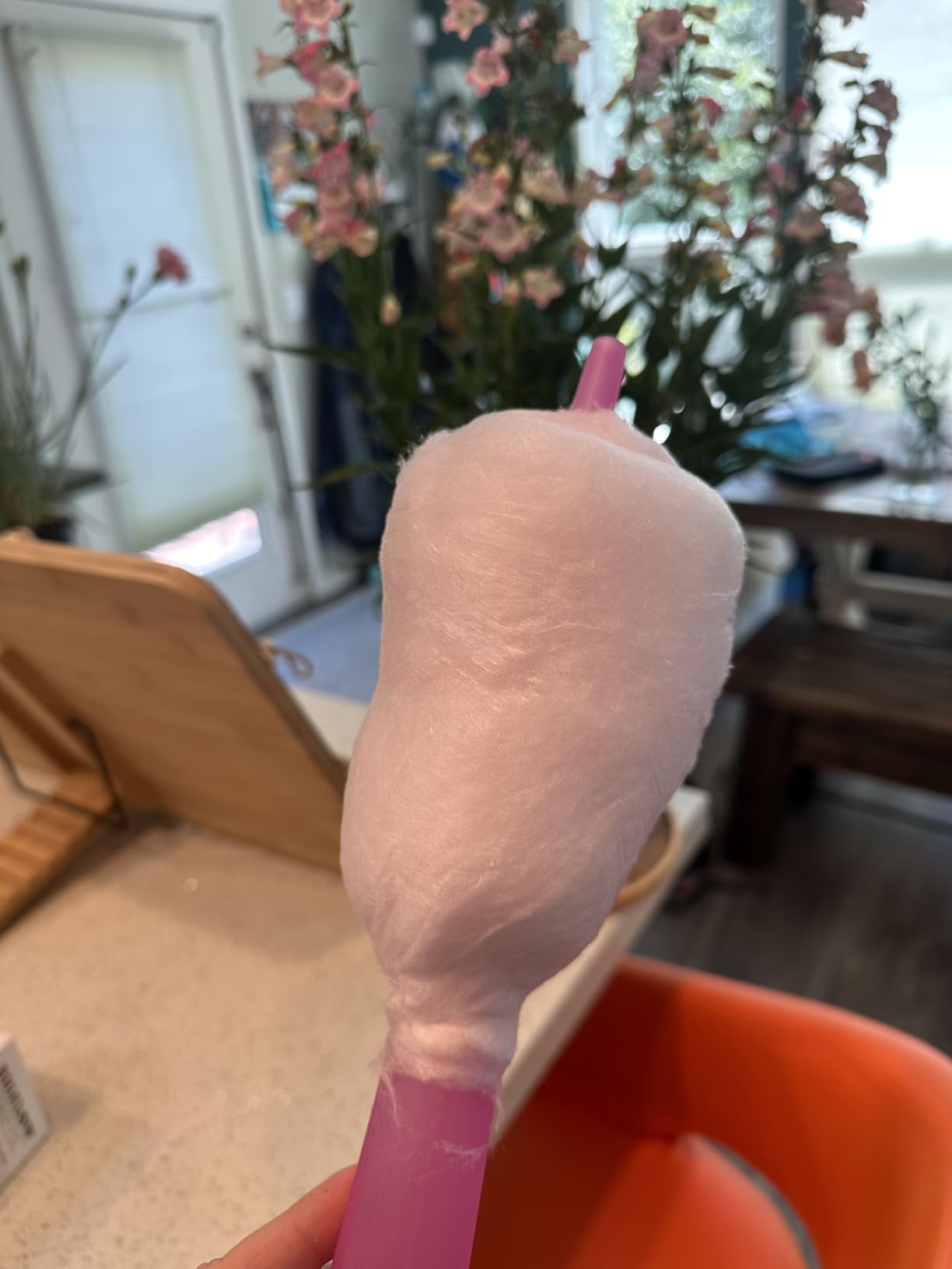 Nostalgia Countertop Cotton Candy Machine – Use Normal or Sugar-Free Candy or Flossing Sugar – Includes 2 Reusable Cones and Measuring Scoop – Pink customer photo 1