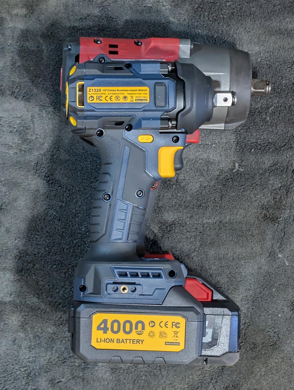 JESIMAIK Cordless Impact Wrench 1200N (900Ft-lbs) 1/2'' High Torque Impact Wrench with 2×4.0Ah Batteries, Impact Gun with 4impact modes & 5 Sockets & Case for Car, Truck, Mower customer photo 1