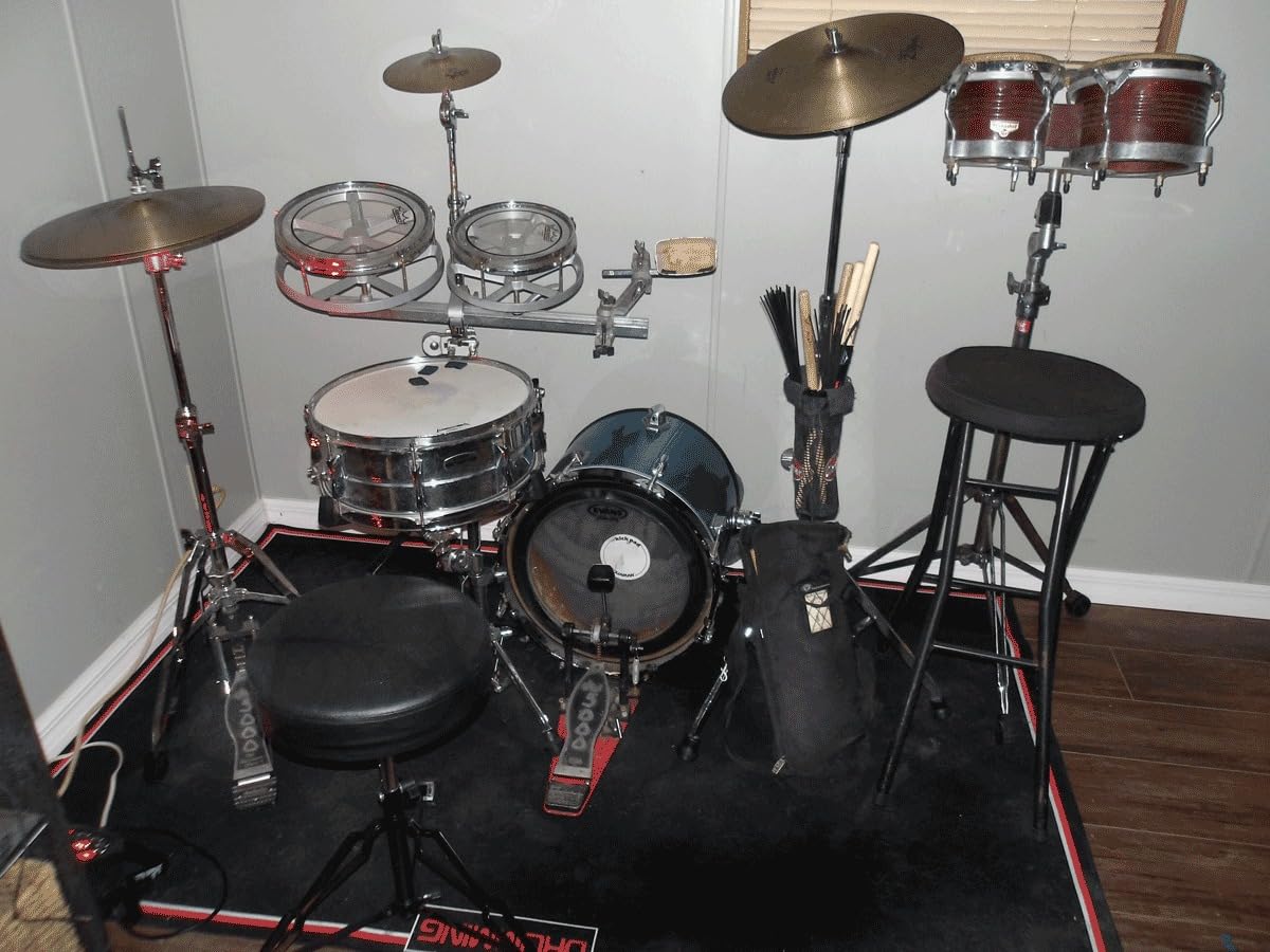 Drum Rug Mat with Non-Slip Grip Bottom, 4x6ft Drum Carpet Noise Reduction, Floor Protection for Electric Drum and Jazz Drum Set Splash Stands, Gift for Drummers, Music Drum Accessorie, 48x72in, Black customer photo 2
