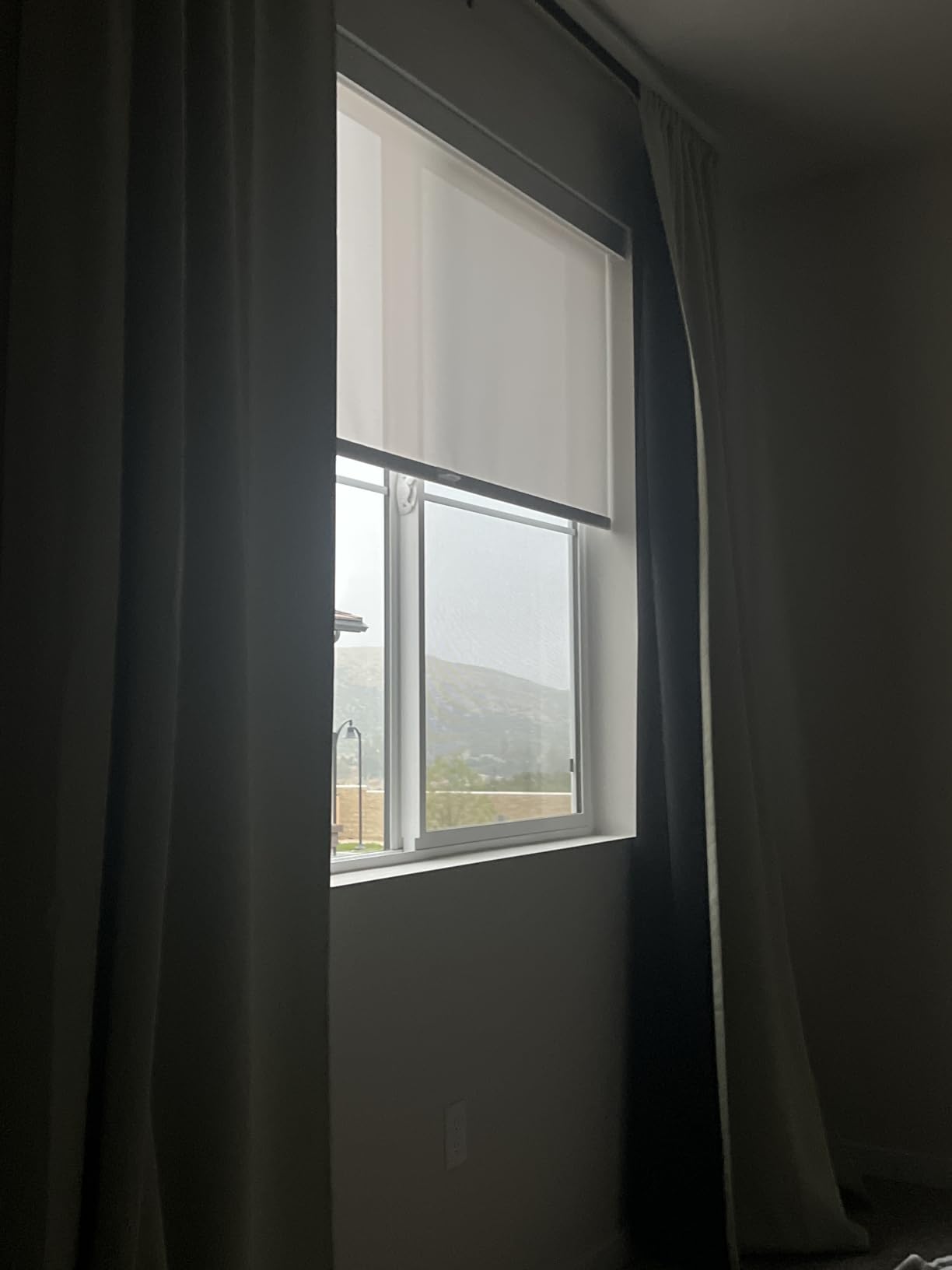 Persilux Custom Size Free-Stop Cordless Roller Shades for Windows Light Filtering Shades, 5% Openness Solar Screen Semi Sheer Roller Blinds UV Protection for Office and Home. Easy to Install. Black customer photo 2