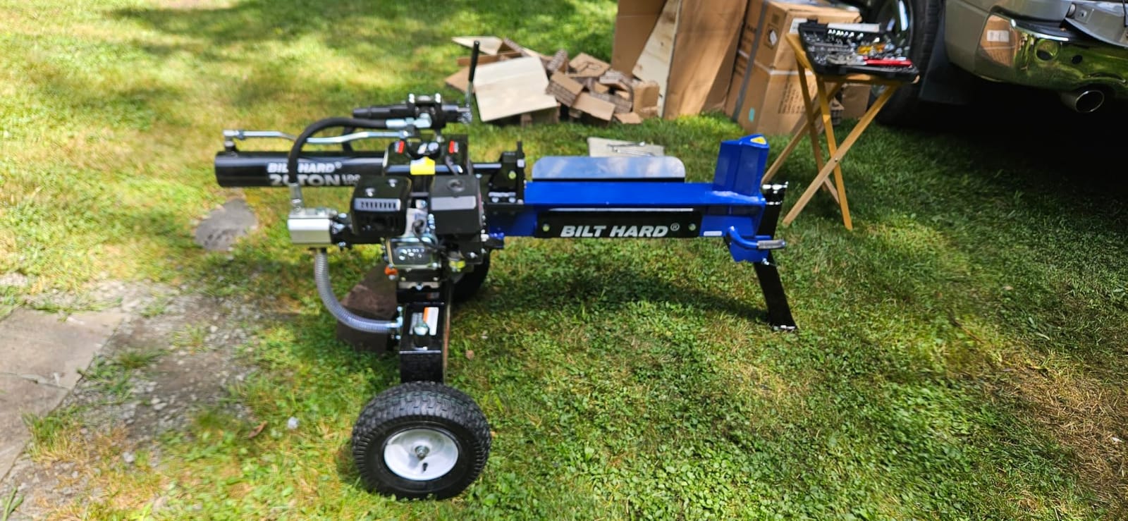 BILT HARD 27-Ton Towable Gas Powered Log Splitter, Horizontal & Vertical Wood Splitter Gas Powered with 209cc OHV Engine & 2-Stage Pump, 16