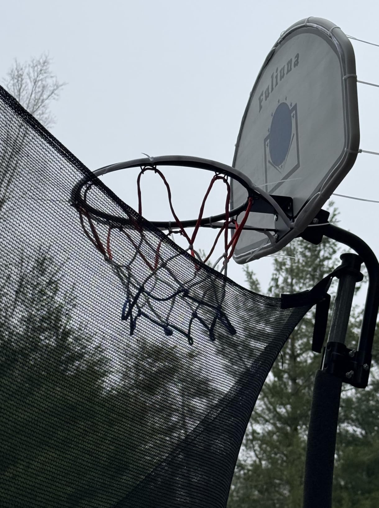 Solar Power Trampoline Basketball Hoop with Led Lights, Easy to Install Basketball Hoop Fit for 25mm Straight Pole & Curved Pole Outdoor Trampoline, Trampoline Basketball with Ball & Pump customer photo 1