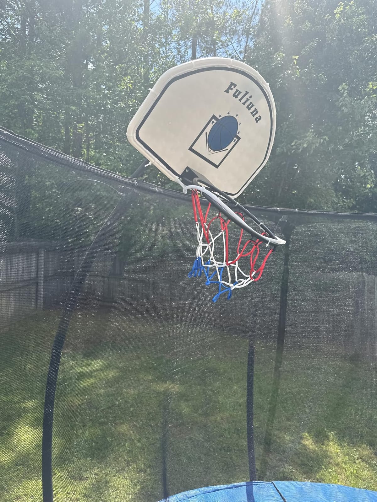 Solar Power Trampoline Basketball Hoop with Led Lights, Easy to Install Basketball Hoop Fit for 25mm Straight Pole & Curved Pole Outdoor Trampoline, Trampoline Basketball with Ball & Pump customer photo 2
