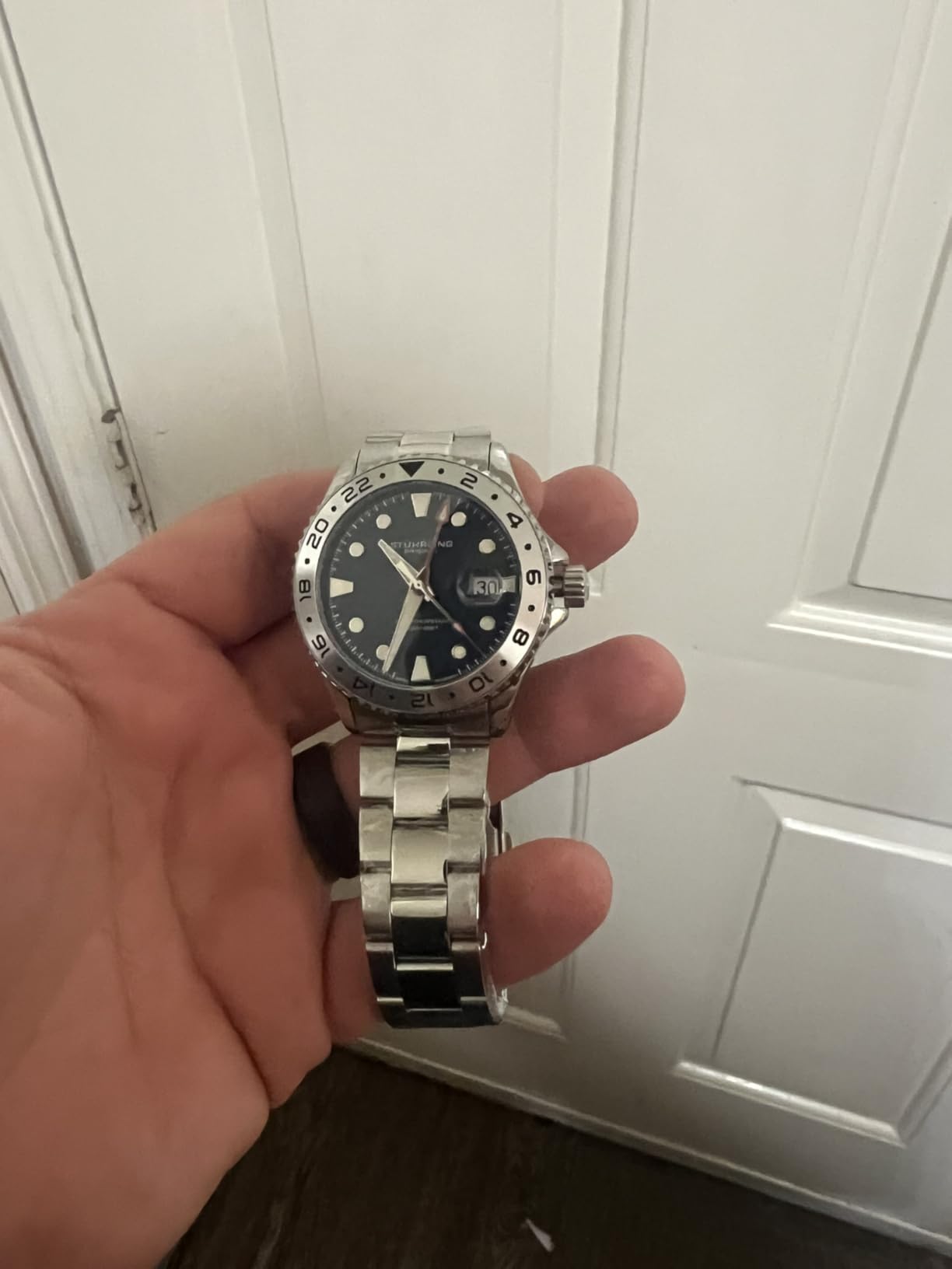 Stuhrling Original Equinox GMT 4077 Men's Quartz GMT Watch – Dual-Time Movement, Bi-Directional Bezel, Stainless Steel Bracelet customer photo 2