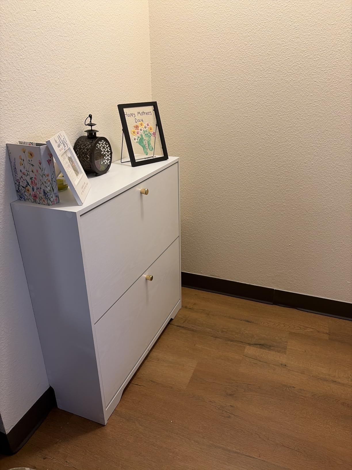 Nicetree Shoe Cabinet with 3 Flip Drawers, Narrow Shoe Organizer Cabinet, Freestanding Shoe Rack Cabinet, Modern Shoe Storage Cabinet for Entryway, Hallway, Foyer, White customer photo 1