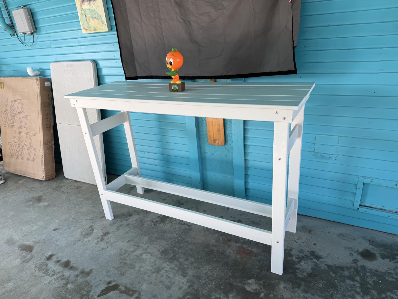SERWALL Outdoor Bar Set, 2 Adirondack Bar Chairs & Bar Height Table, Grey customer photo 2