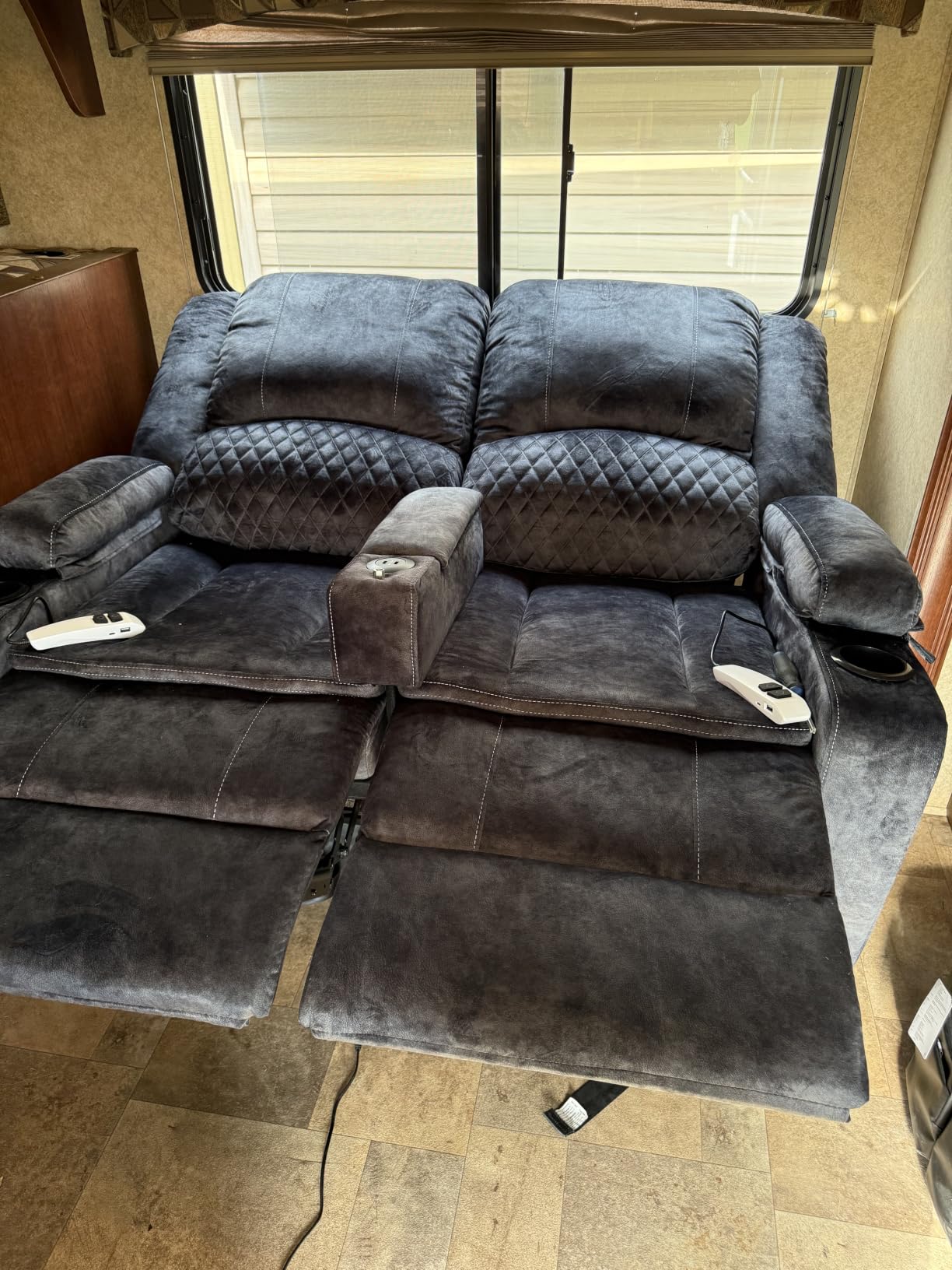 Power 3 Setaer Recliner Sofa, Wall Hugger Loveseat Recliner (PU, Brown) customer photo 2