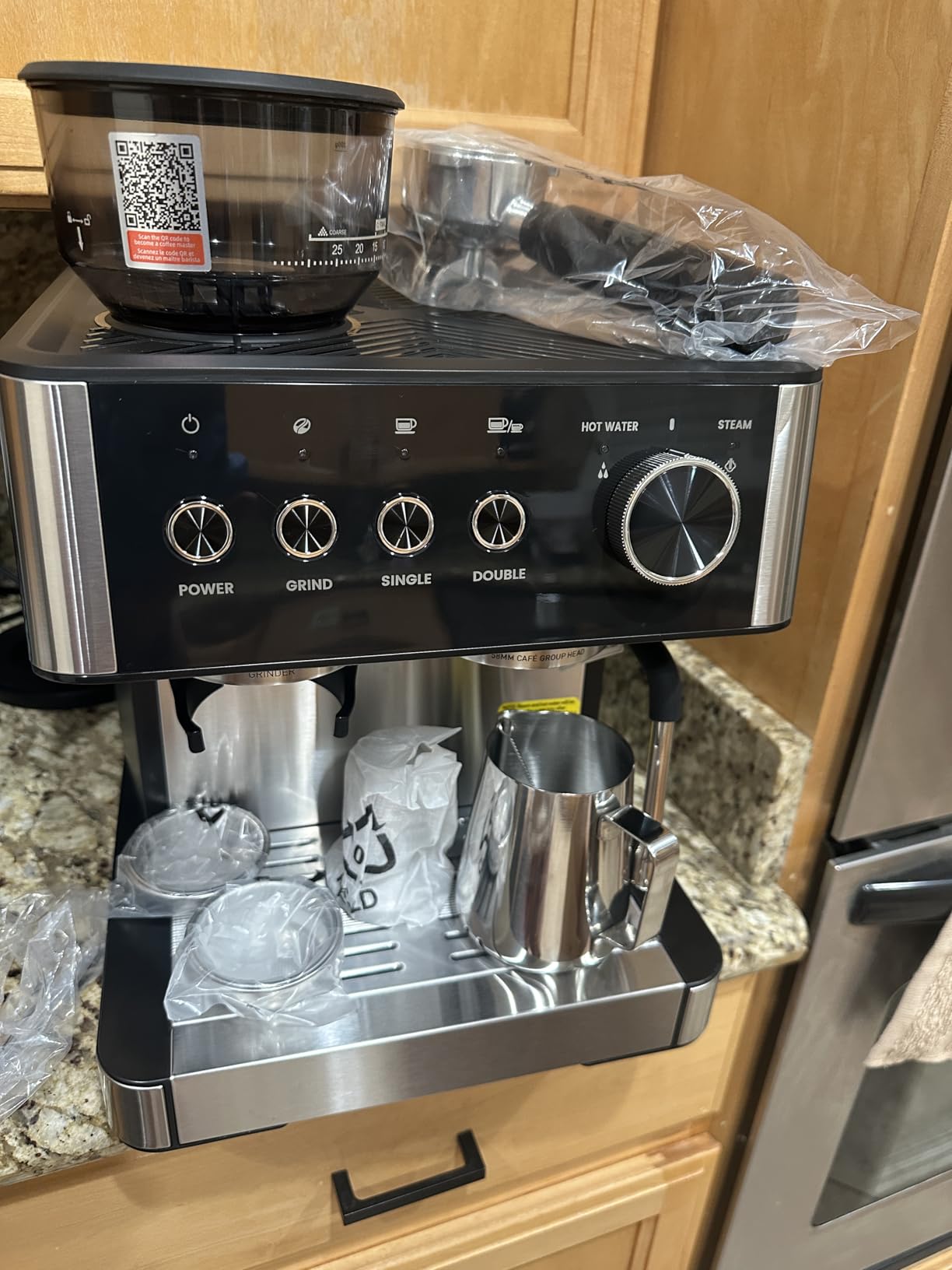 (2026 Upgrade) Espresso Machine with Grinder, Expresso Coffee Machines with Built-in Anti-Clog Coffee Grinder/Milk Steam Wand/Frother, Expresso Machines for Home Perfect Cappuccino & Latte-Silver customer photo 2