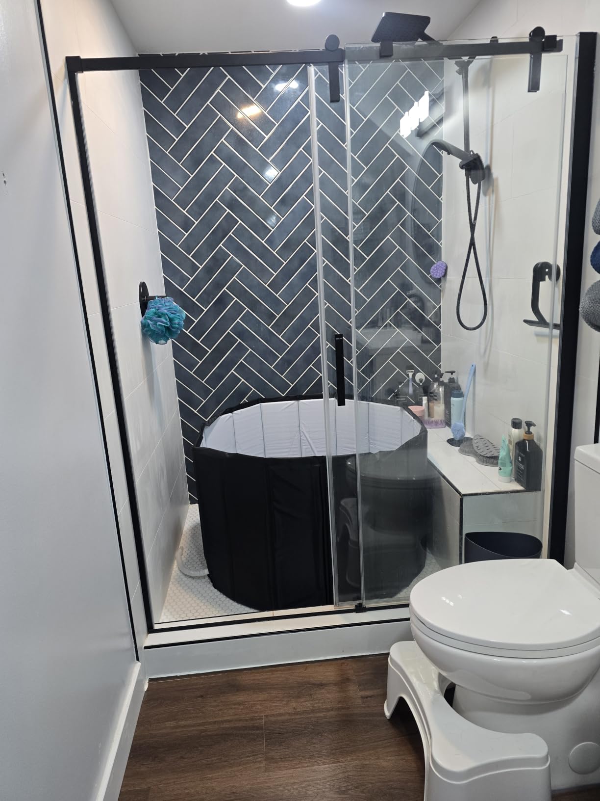 Portable Bathtub for Adult, Foldable Soaking Bathtub for Hot SPA&Ice Bath, Foldable Small Bathtub collapsible bathtub for Bathing, 6-layer Insulated portable tub,Space-Saving (black 41.3X26.6 IN) customer photo 2