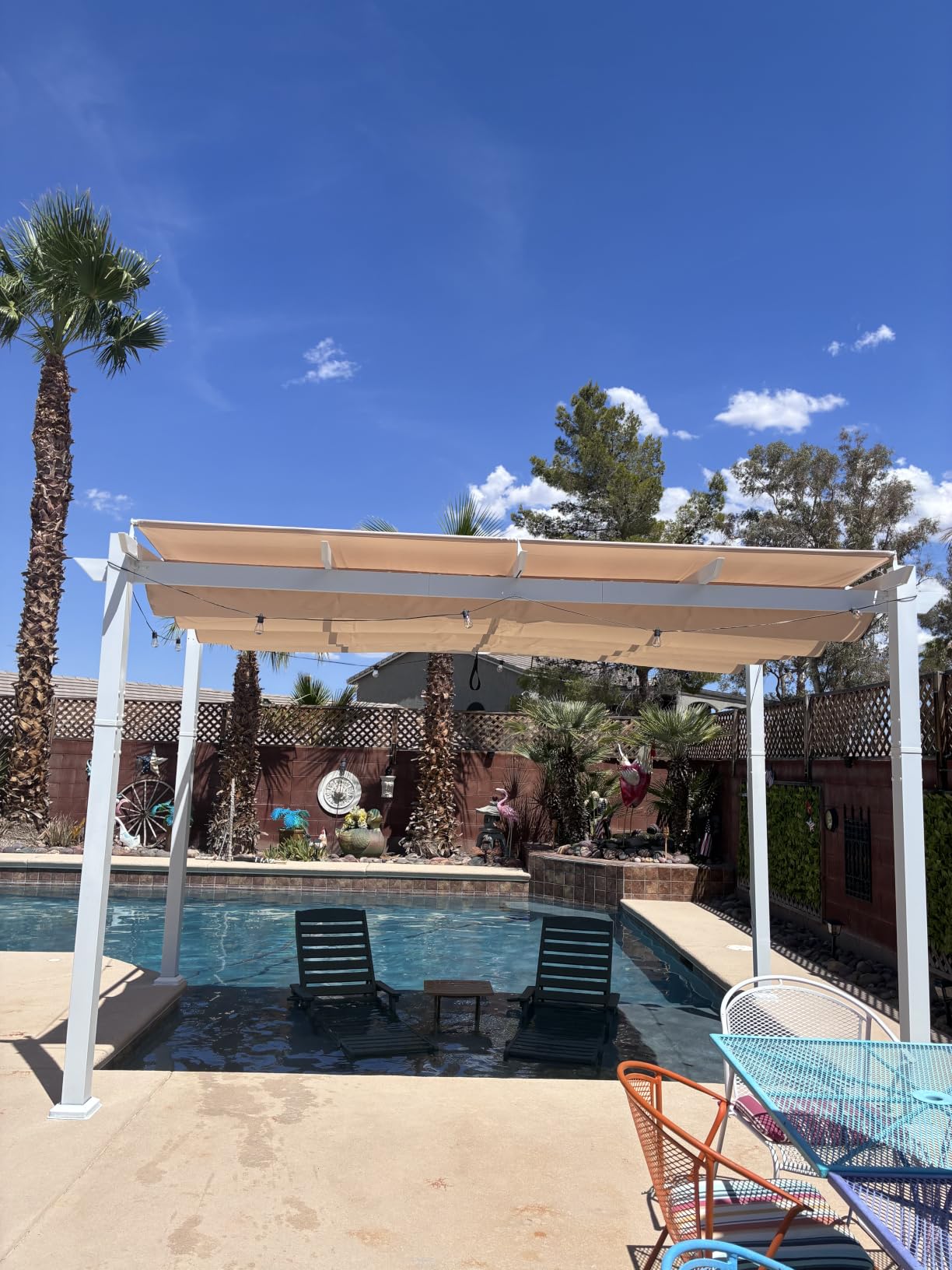 PURPLE LEAF Outdoor Pergola 10' x 13' White Pergola, Double Canopy, White customer photo 1
