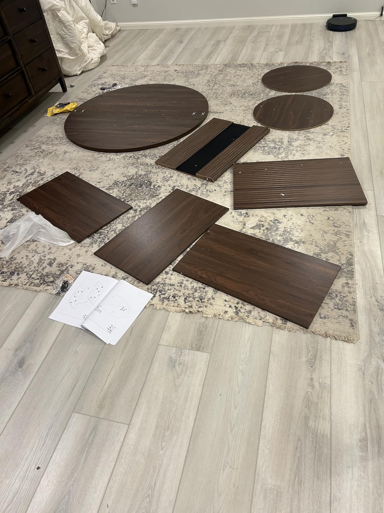 ONBRILL 47 Inch Round Dining Table for 4-6, Marble Texture customer photo 2
