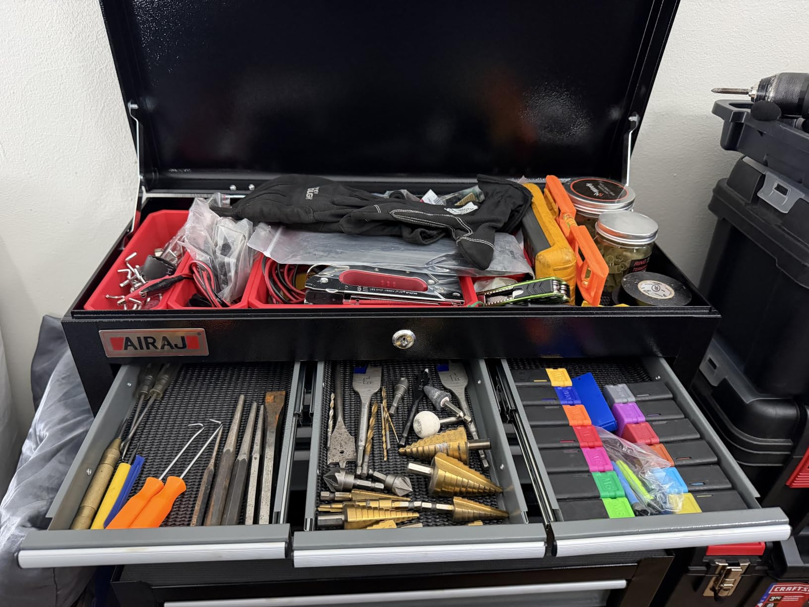8-Drawer Tool Chest with Wheels, 42'' Rolling Tool Chest Heavy Duty, Black | Detachable Top Metal Tool Box, Tool Cabinet with Hooks, Liners, Tray Divider, Rolling Tool Box for Garage Storage, Workshop customer photo 1