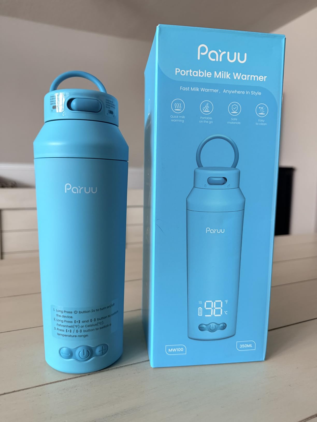 Paruu Portable Bottle Warmer for Travel, Easy-Clean Wide Mouth, Fast Heating for Night Feeding, 7-Temp Control, Large 12oz Capacity, Ideal Gifts for New Parents, Pink customer photo 1